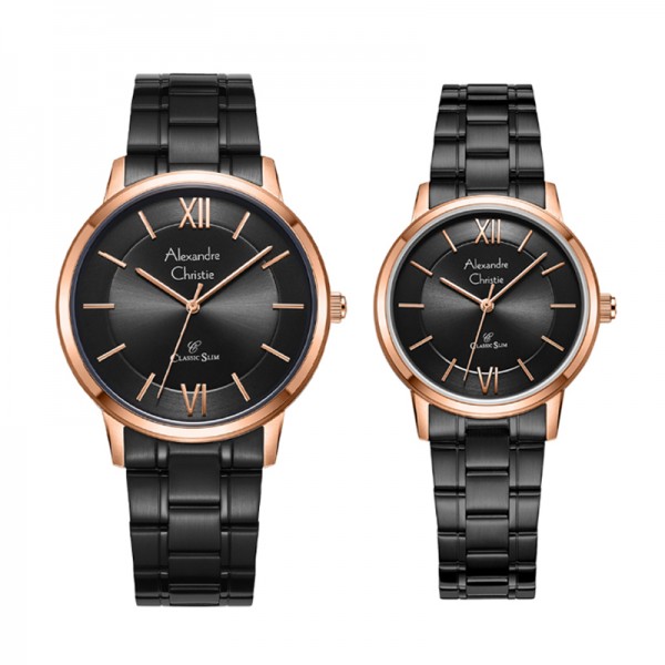 Alexandre Christie AC 8689 Rosegold Black Couple